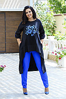 Стильный женский костюм: асимметричная туника разлетайка и брюки, супер батал большие размеры
