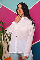 Легкая женская шифоновая блузка рубашка на пуговицах, батал батал большие размеры