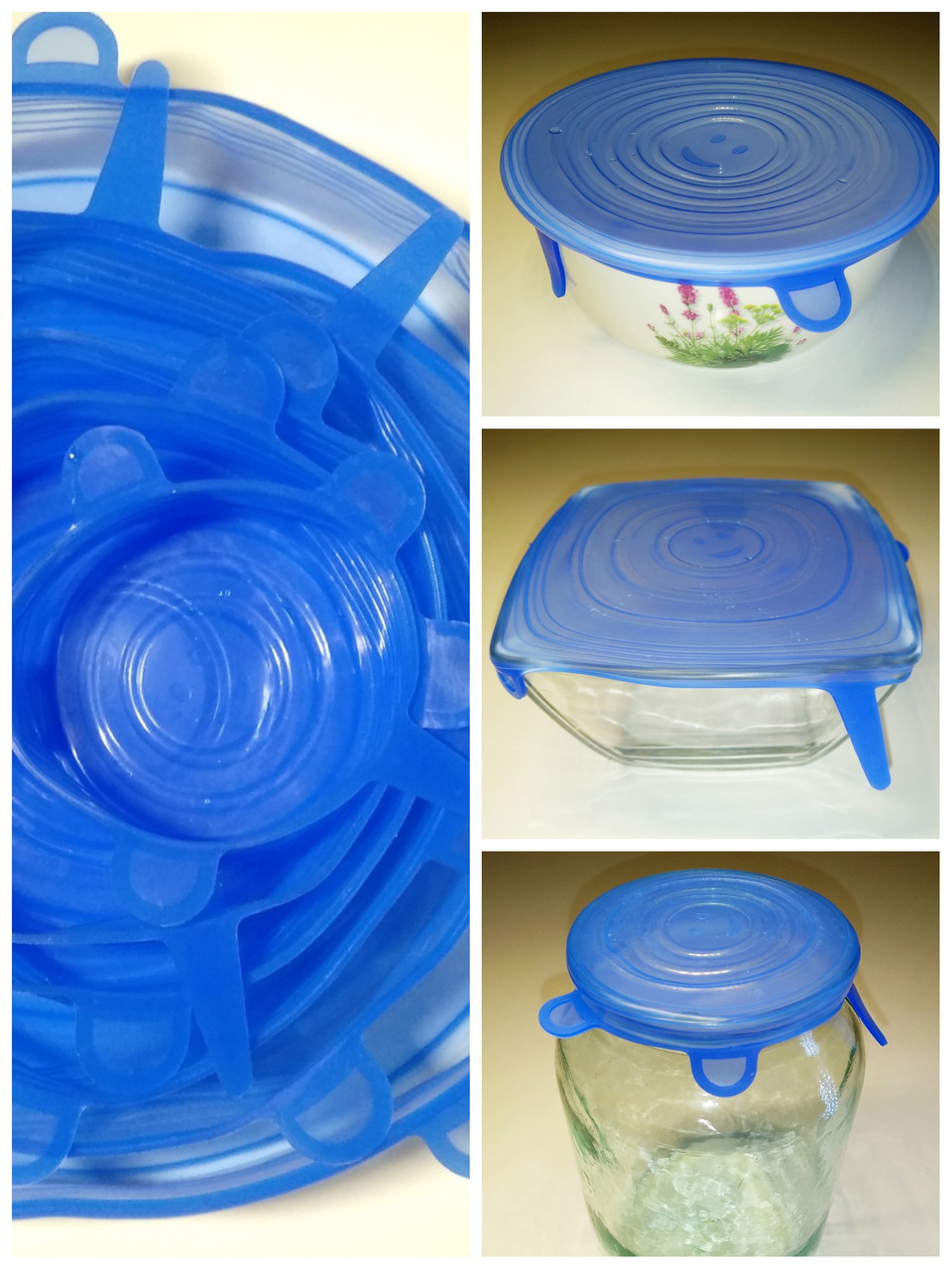 Силиконовые крышки для посуды набор 6 штук - фото 1 - id-p10411881