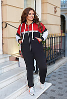 Женский прогулочный спортивный костюм осенний: кофта с капюшоном и штаны, супер батал большие размеры