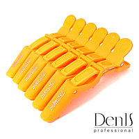 Зажим для волос DenIS professional- крокодил каучук оранж