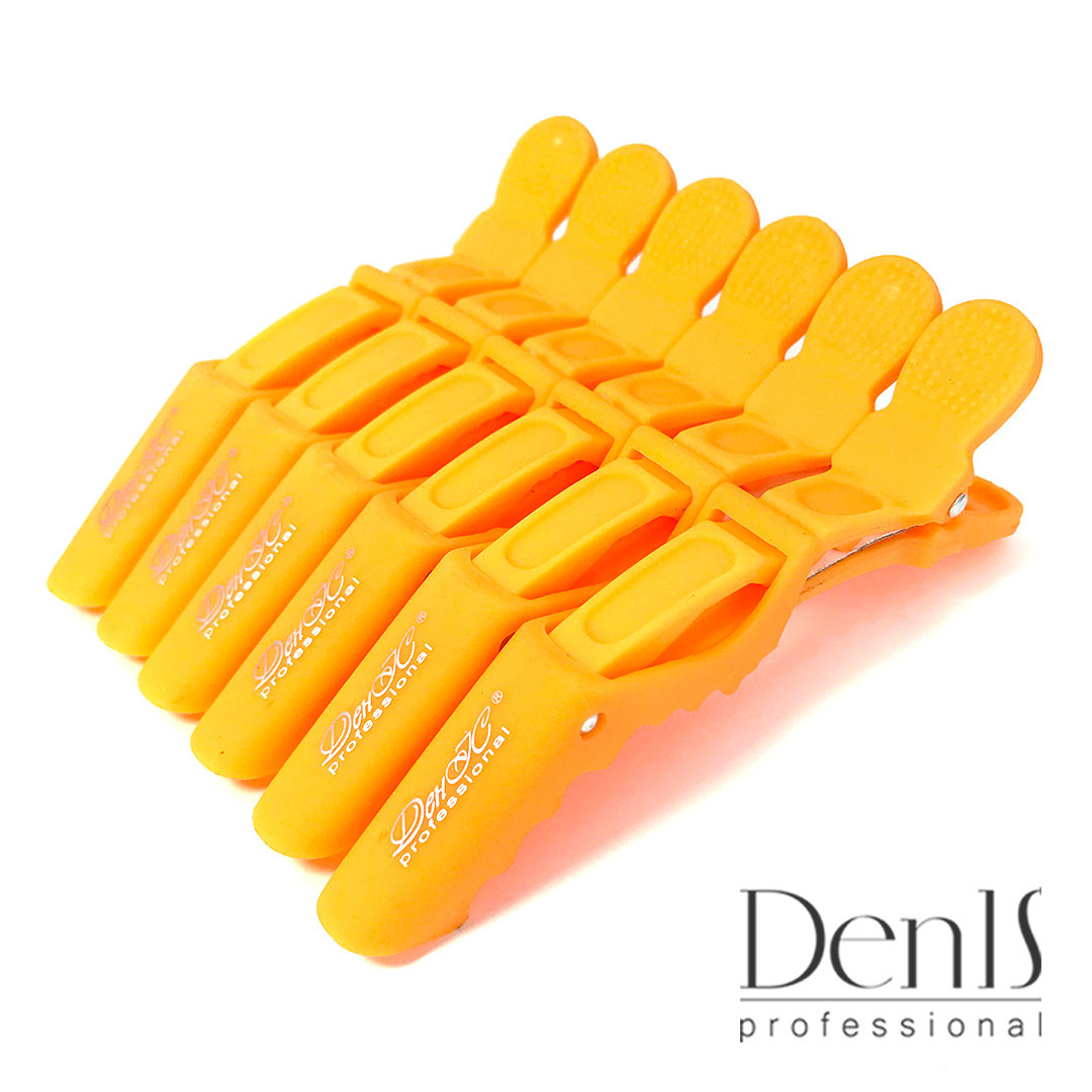 Зажим для волос DenIS professional- крокодил каучук оранж - фото 1 - id-p10412734