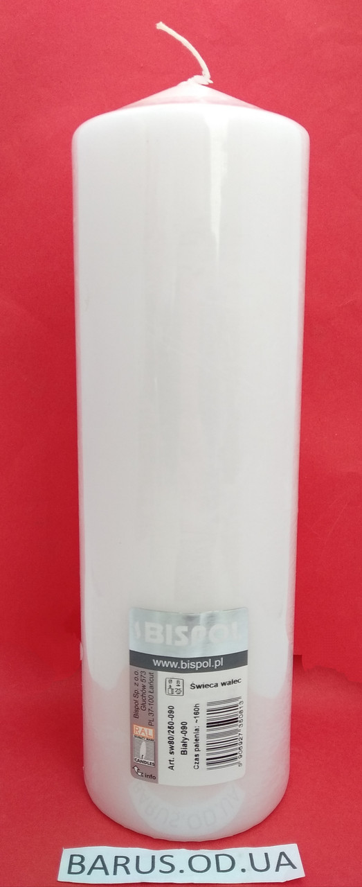 Свеча столбик белый Bispol 80/250 мм 160 часов - фото 1 - id-p10412949