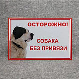 Табличка Осторожно, собака без привязи (Алабай), фото 2