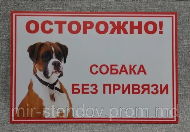 Табличка Осторожно, собака без привязи (Боксёр) - фото 1 - id-p10414028