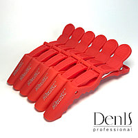 Зажим для волос DenIS professional- крокодил каучук крассный