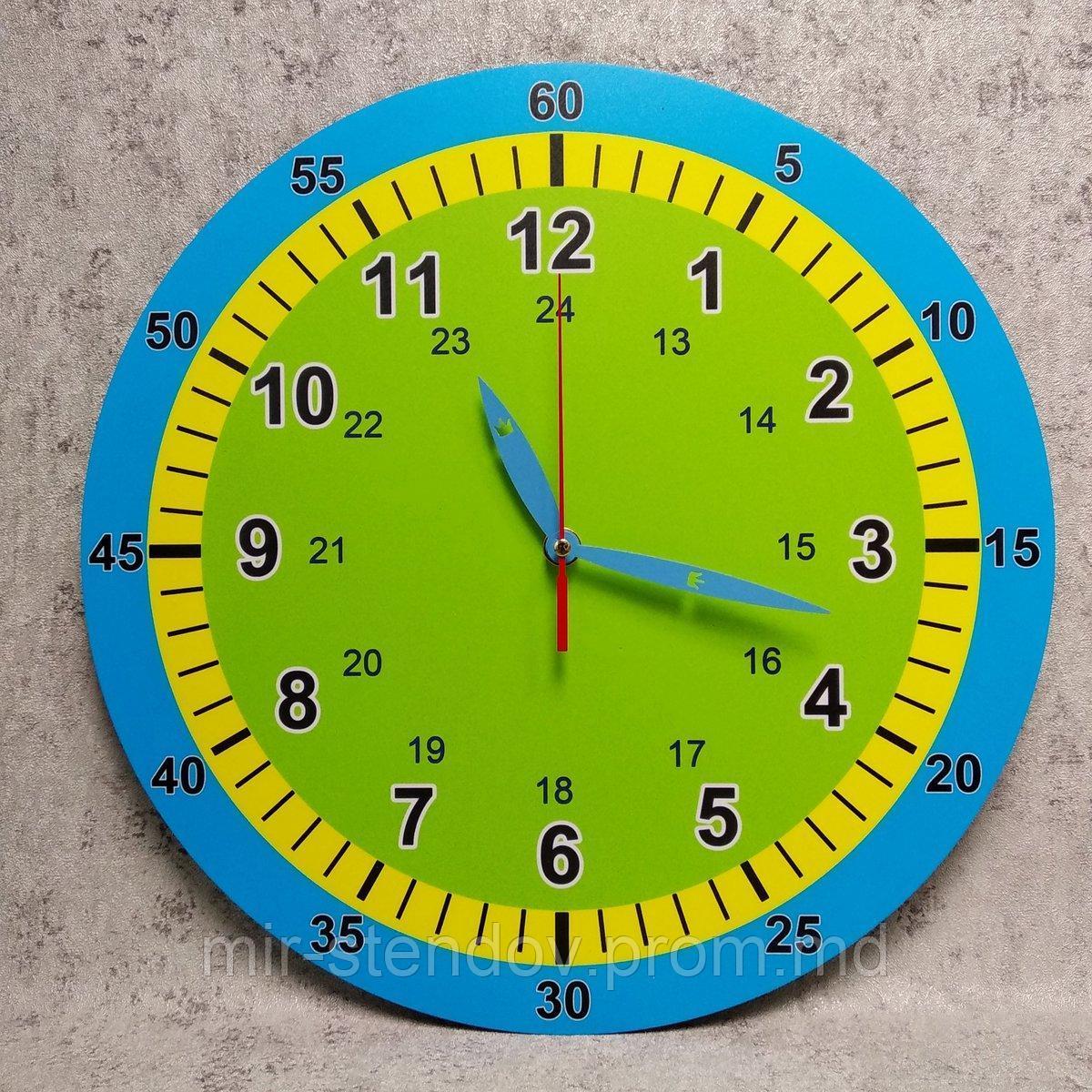 Обучающие настенные часы. Голубая окантовка 25 см, Голубые уникальные - фото 1 - id-p10417789