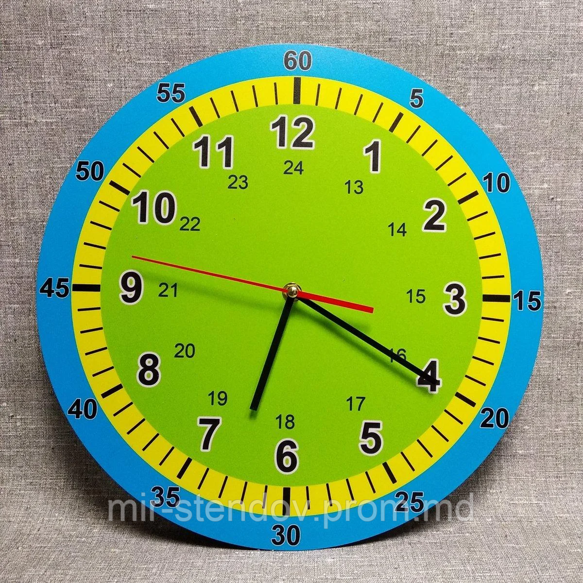 Обучающие настенные часы. Голубая окантовка 40 см, Обычные - фото 1 - id-p10417796