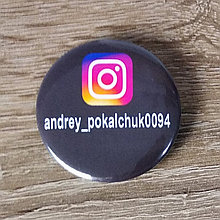 Значок с логотипом Инстаграм и Вашим ником (Черный)