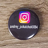 Значок с логотипом Инстаграм и Вашим ником (Черный), фото 2