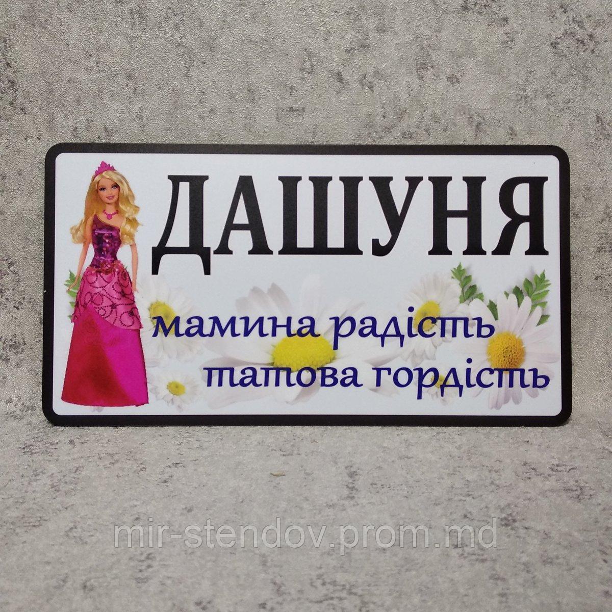 Номер на коляску "Барби с ромашками" 28х15, фото 1