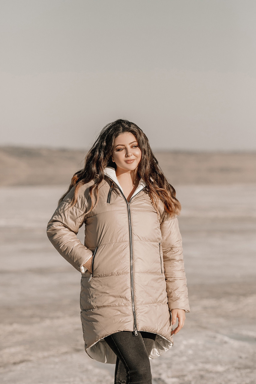 Женская теплая стеганная осенне-зимняя куртка из плащевки на синтепоне, батал большие размеры - фото 1 - id-p10418168