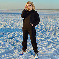 Женский зимний теплый спортивный костюм: кофта с капюшоном штаны с начесом, батал большие размеры