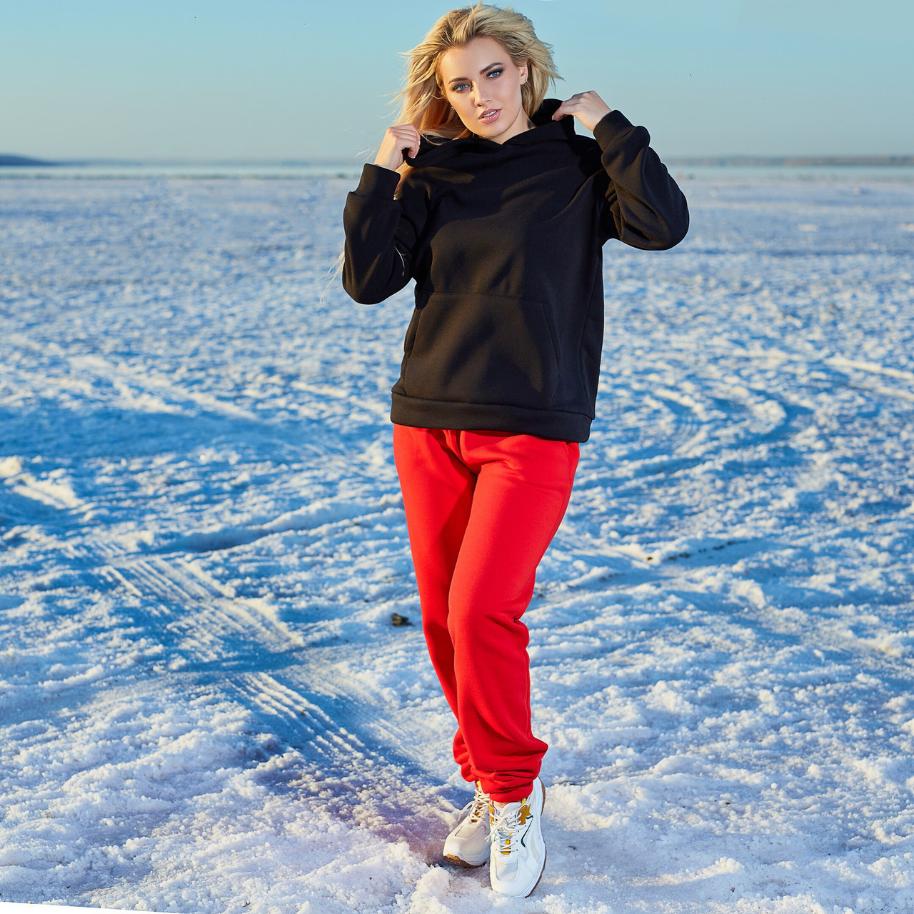 Женский зимний теплый спортивный костюм: кофта с капюшоном штаны с начесом, батал большие размеры - фото 1 - id-p10418246