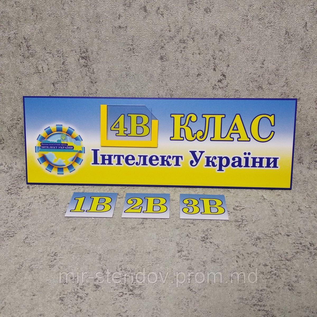 Табличка кабинетная Интеллект Украины с кармашком и вставками для номера класса - фото 1 - id-p10418648