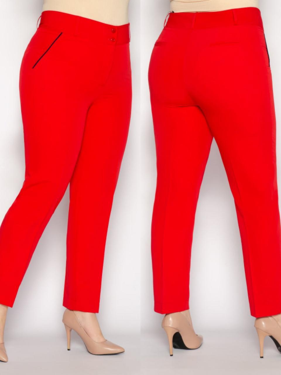 Женские яркие классические зауженные брюки с карманами, батал большие размеры - фото 1 - id-p10419351