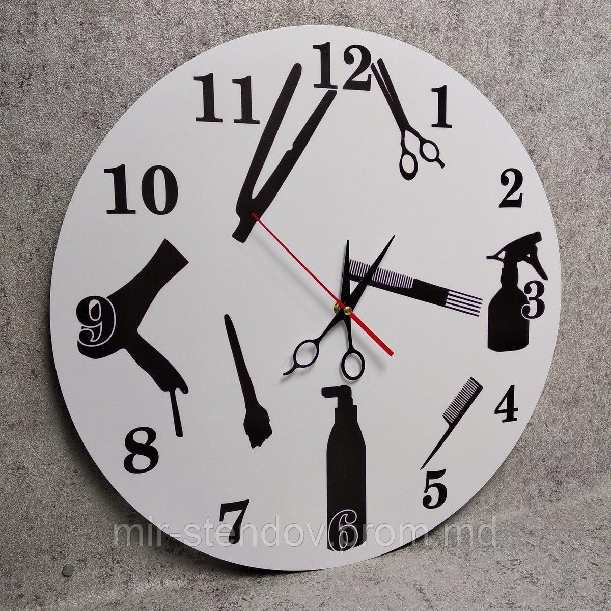 Оригинальные настенные часы для парикмахерской (черно-белые) - фото 1 - id-p10419490