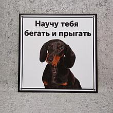 Табличка Научу тебя бегать и прыгать (Такса)