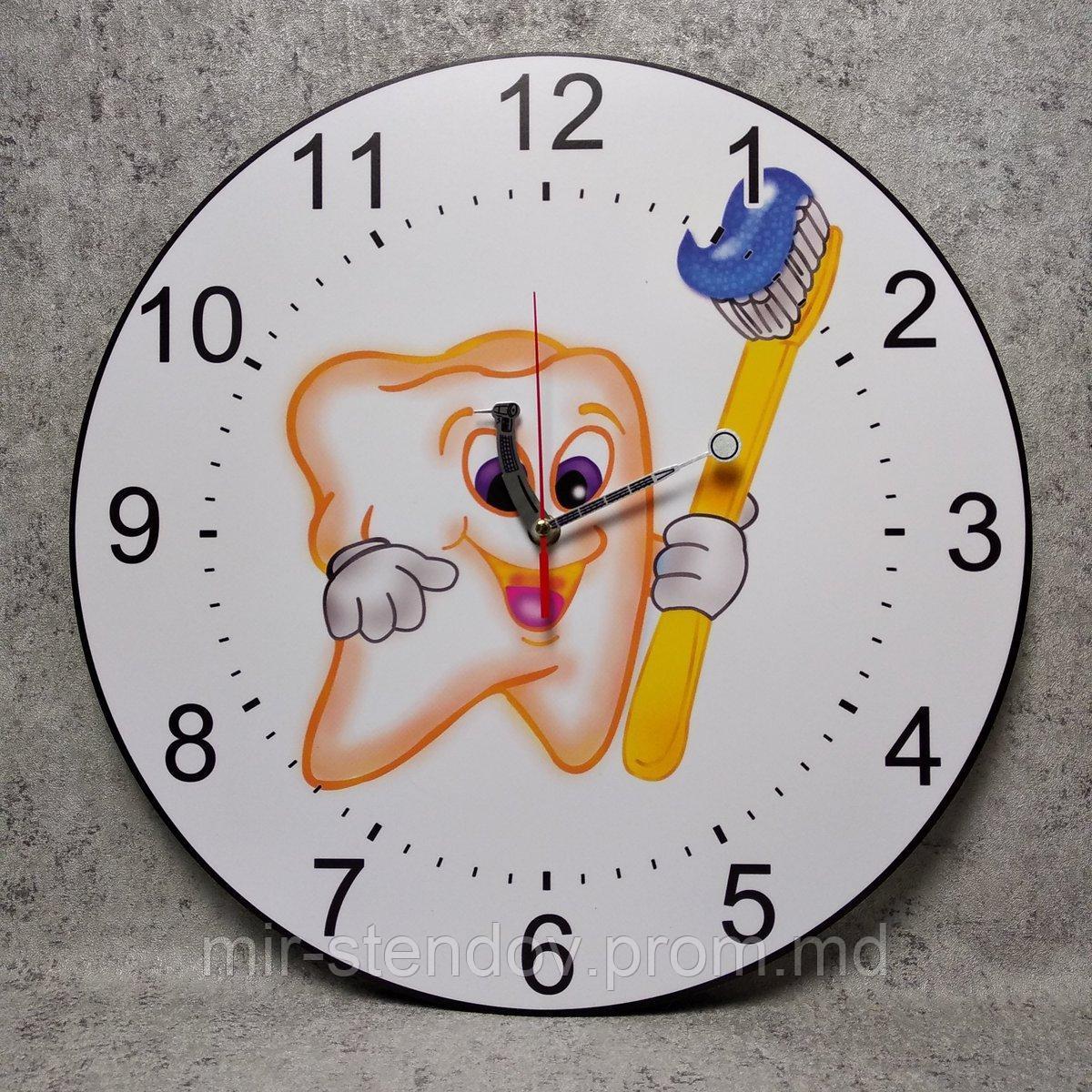 Часы настенные для стоматологии. Зубная щетка (Оранж. Уникальные стрелки) 40 см - фото 1 - id-p10419530