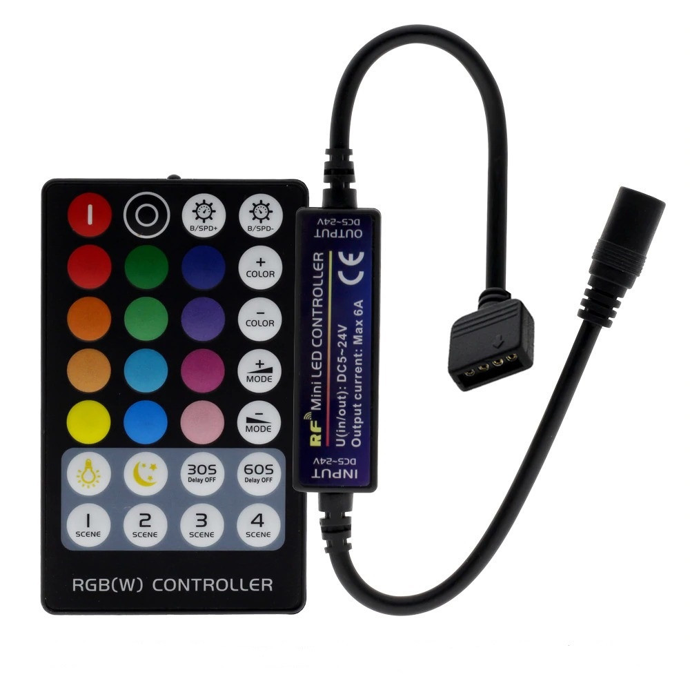 Мини LED RGBW контроллер 12A RF 144Вт | 28 кнопок 5-24В | для светодиодной ленты. - фото 1 - id-p10420026