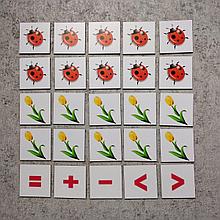 Магнитная математика. Набор магнитных карточек Цветы и божьи коровки