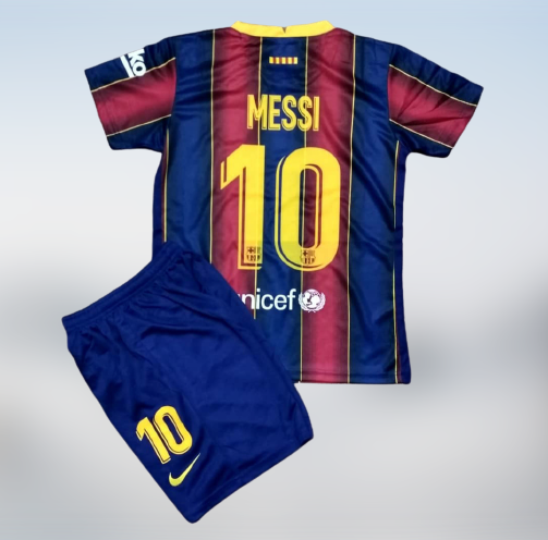 Футбольная форма ФК "Барселона" (Messi) детская + гетры в подарок S (140-146 см) - фото 1 - id-p5031923