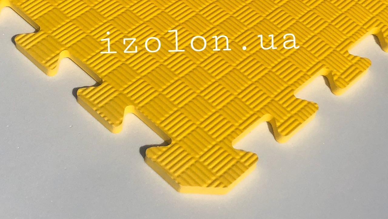 Детский коврик-пазл (мягкий пол татами ласточкин хвост) IZOLON EVA KIDS 500х500х10мм жёлтый - фото 1 - id-p10424609