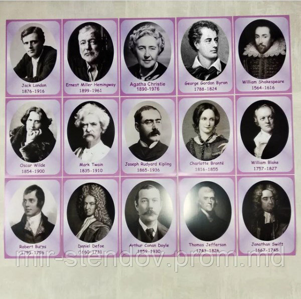 Набор портретов английских писателей и поэтов. Картон - фото 1 - id-p5994397