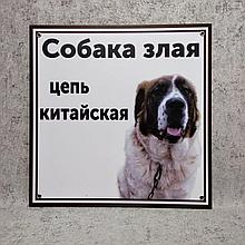 Табличка "Собака злая. Цепь китайская!" (Московская сторожевая)