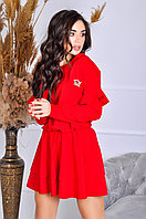 Стильный молодежный женский комбинезон ромпер с имитацией мини-платья с брошью в комплекте