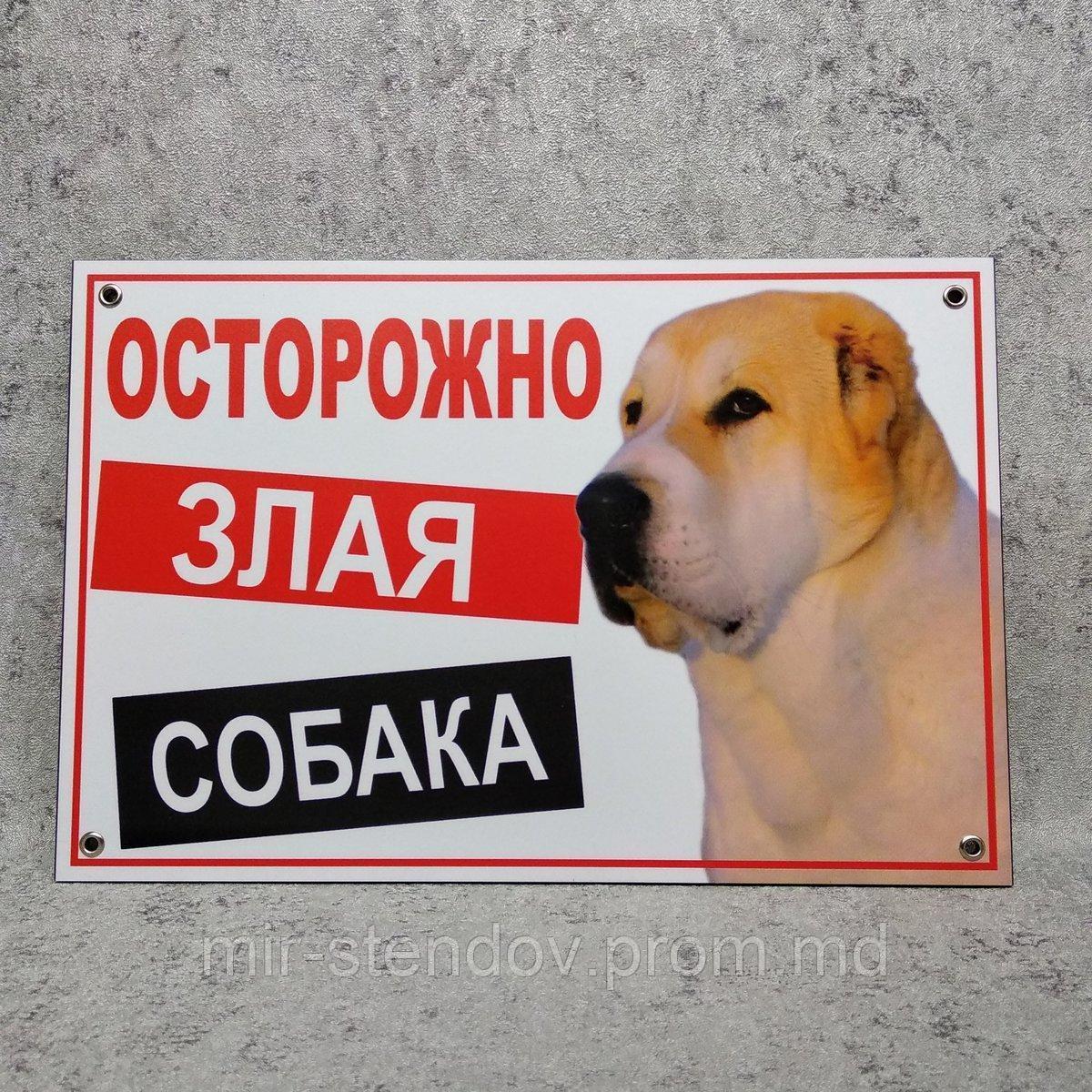 Предупреждающая табличка "Осторожно, злая собака" (Алабай) - фото 1 - id-p10426363