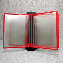 Стенд-книжка настольная на 5 карманов с ножками. Красная