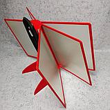 Стенд-книжка настольная на 5 карманов с ножками. Красная, фото 5