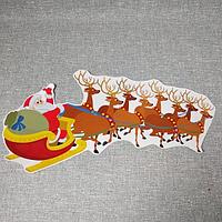 Наклейка для окон Дед Мороз и олени