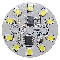 Светодиодный модуль LED 5Ватт AC220 плата для ремонта ламп Нейтральный белый