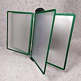 Стенд-книжка настольная на 5 карманов с ножками. Зелёная, фото 4