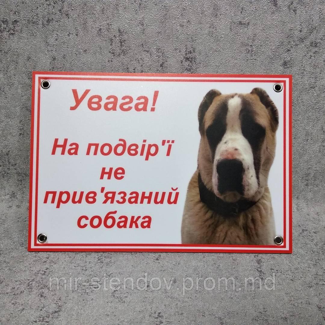 Табличка "Внимание, во дворе собака без привязи" (Среднеазиатская овчарка) - фото 1 - id-p10442549