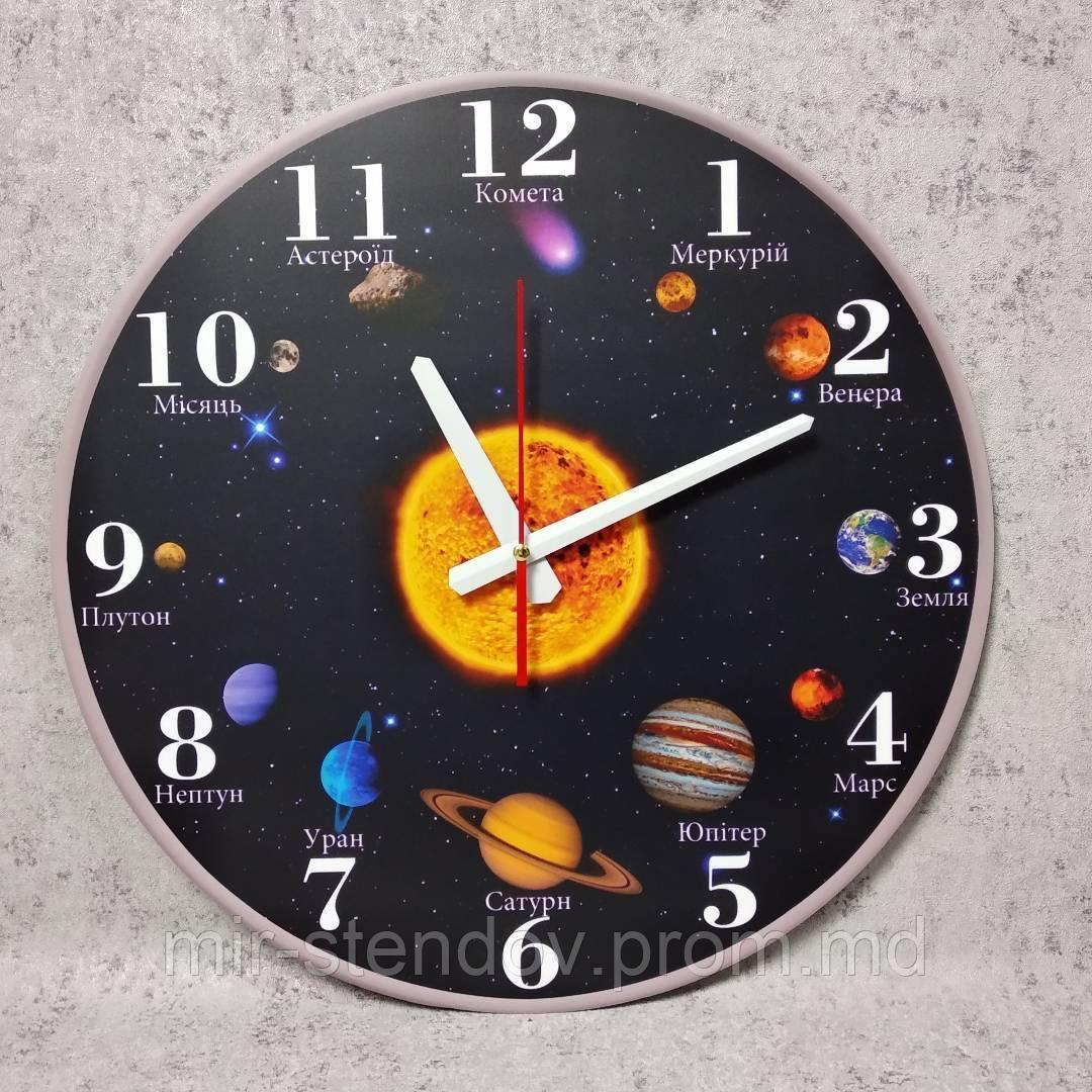 Часы для кабинета географии и астрономии Солнечная система 35 см - фото 1 - id-p4436363