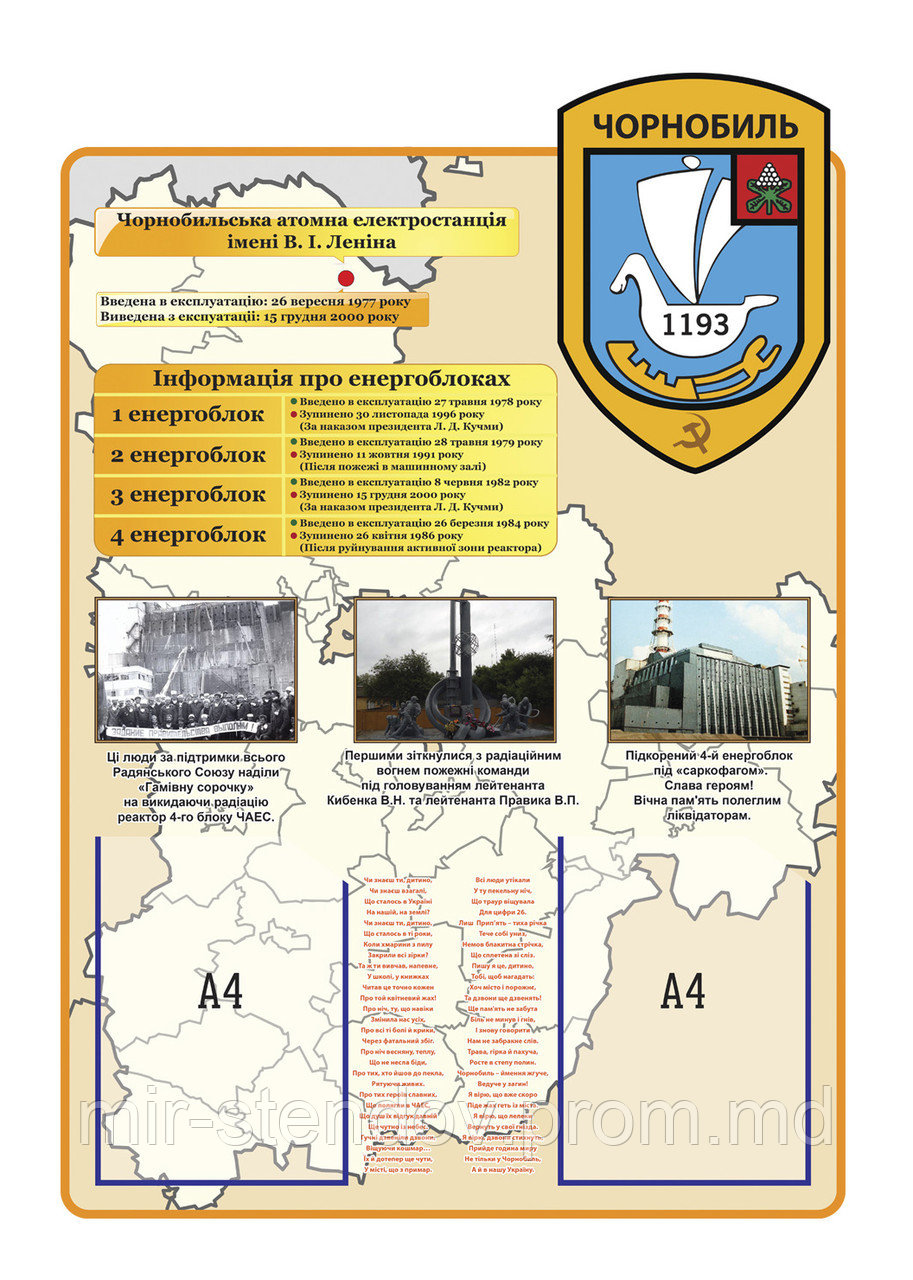 Чернобыль. Информация про энергоблоки. Стенд памяти аварии на ЧАЭС - фото 1 - id-p5993320