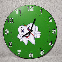 Часы настенные. Зубик смайл. Зеленые (Черные стрелки)
