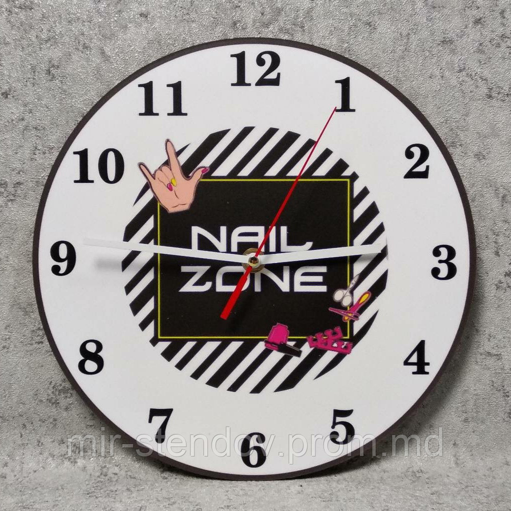 Часы настенные с логотипом салона красоты NAIL ZONE - фото 1 - id-p10442736