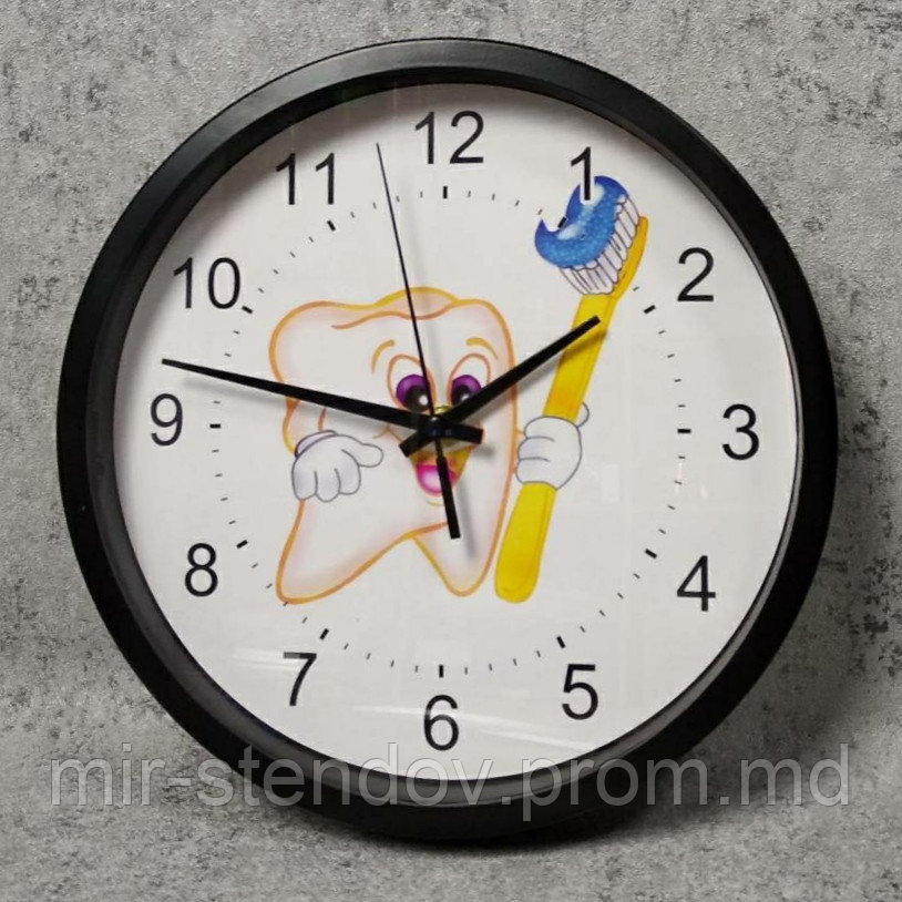 Часы настенные в пластиковом корпусе со стеклом. Зубная щетка (Оранж) - фото 1 - id-p10442752