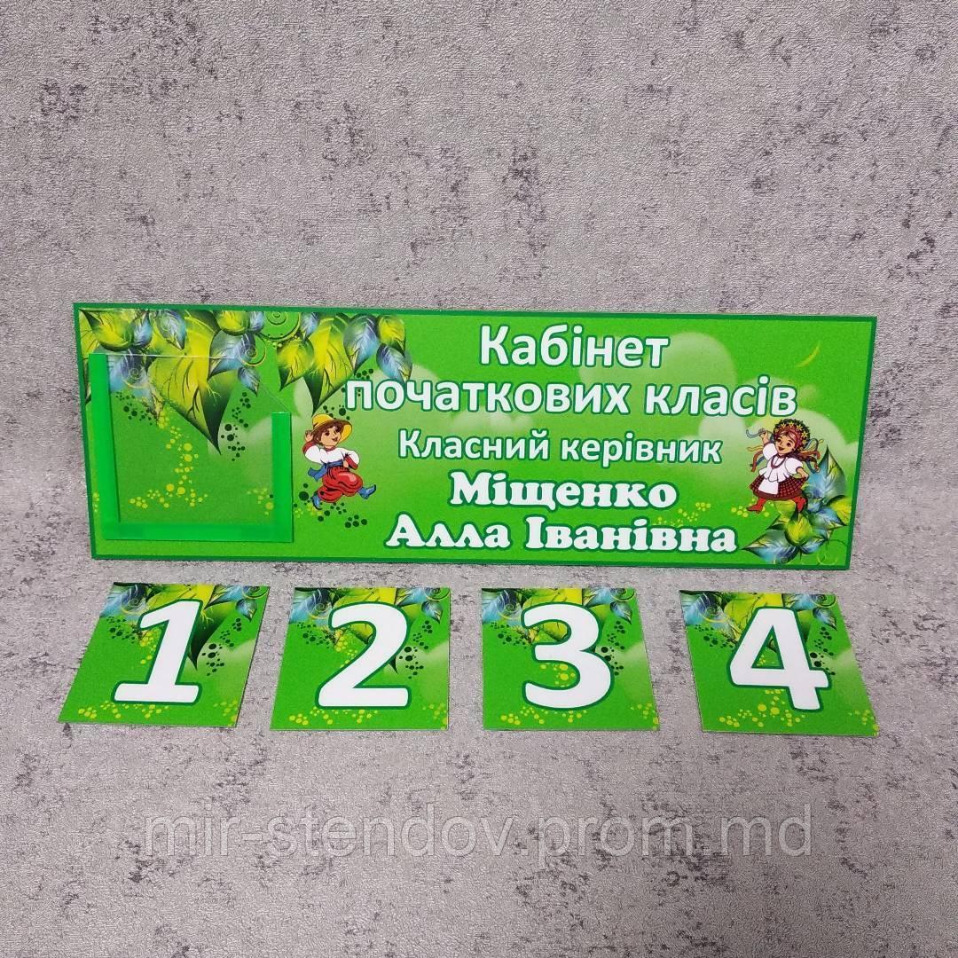Табличка кабинетная для младших классов "Козачата" с кармашком и вставками - фото 1 - id-p4434161