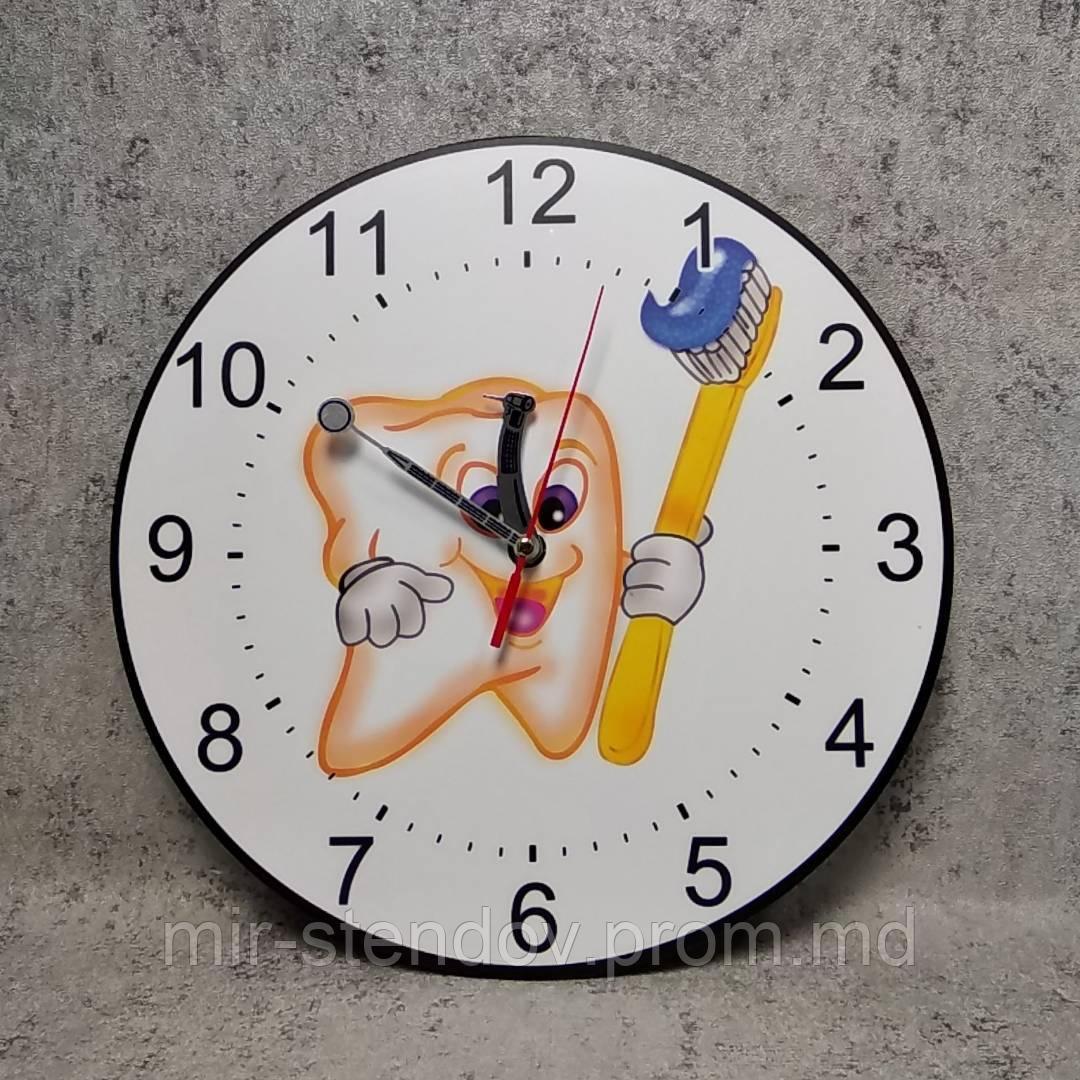 Часы настенные для стоматологии. Зубная щетка (Оранж. Уникальные стрелки), фото 1