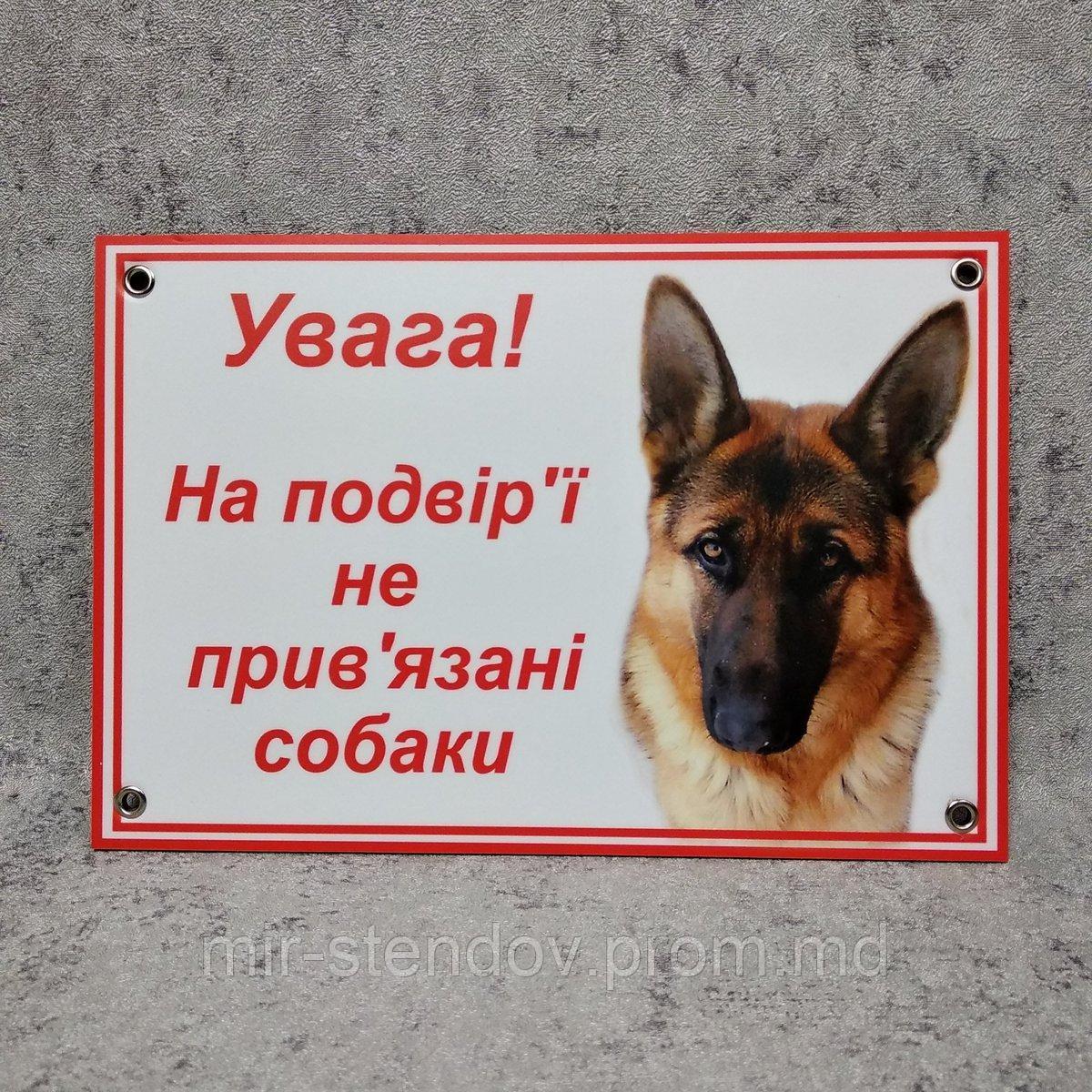 Табличка "Внимание, во дворе не привязанные собаки" (Немецкая овчарка) - фото 1 - id-p10443741