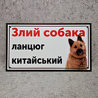 Табличка "Злая собака. Цепь китайская!" (Двортерьер)
