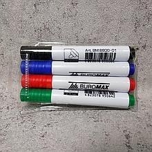 Набор разноцветных маркеров для досок BUROMAX (4 шт)