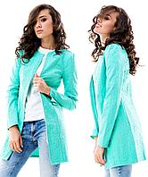 Жакардовый удлиненный пиджак кардиган на молнии