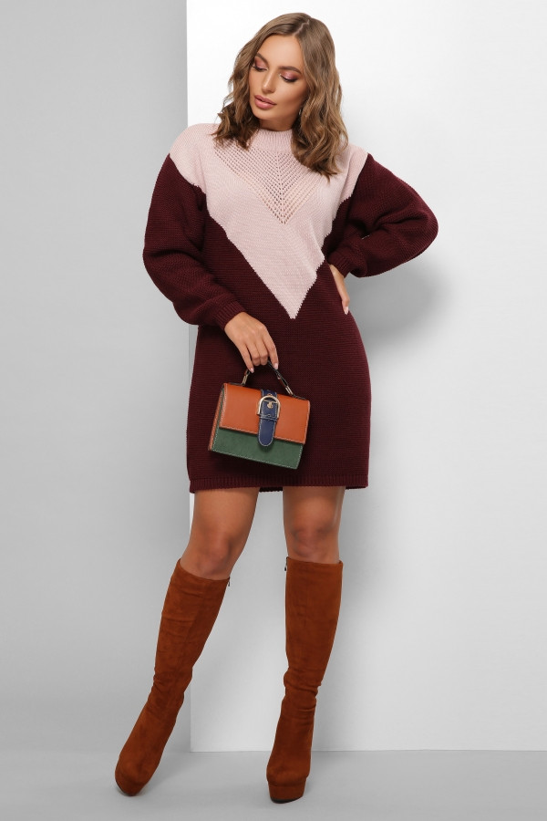 Вязаное платье 181 пудра-марсала - фото 1 - id-p10445015