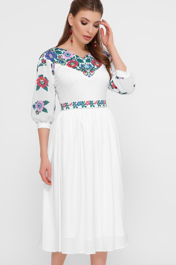 Цветы платье Миранга 3/4 белый - фото 1 - id-p10444615